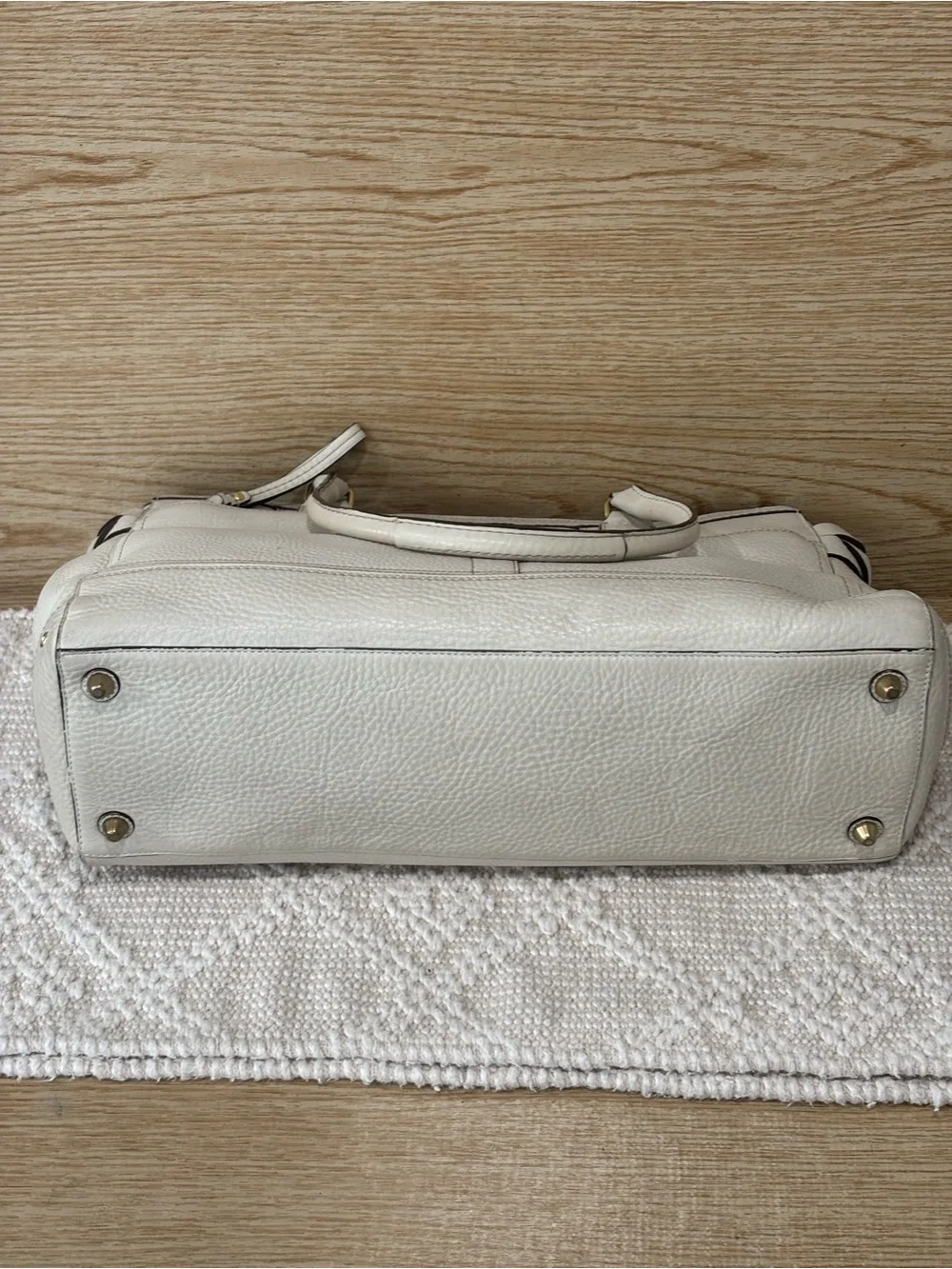 Coach white leather hampton carryall bag